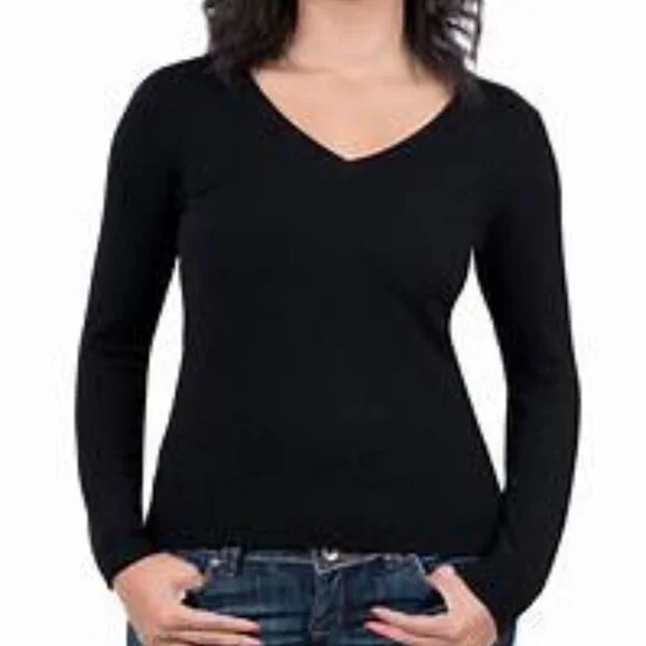 Ann Taylor Cashmere V-Neck Sweater Black Size Small - Picture 2 of 7